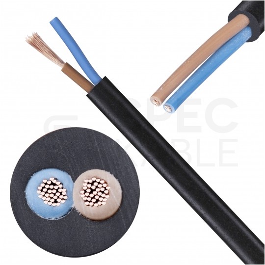 Kabel mieszkaniowy OMY / H03VV-F 2x1mm2 czarny 300/300V giętki linka Mercor
