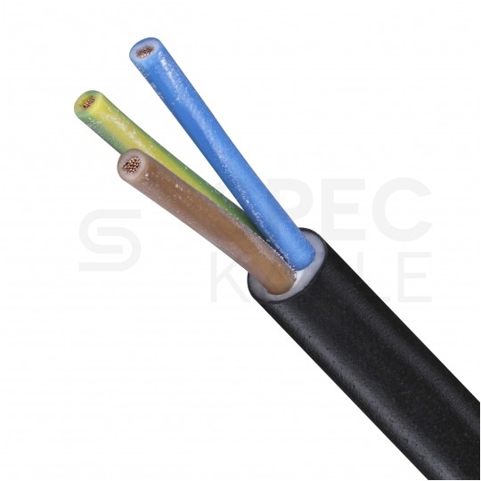 Kabel mieszkaniowy OMY / H03VV-F 3x0,5mm2 czarny 300/300V giętki linka Elektrokabel