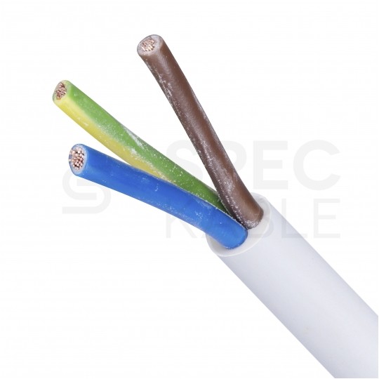 Kabel mieszkaniowy OMY / H03VV-F 3x0,75mm2 biały 300/300V giętki linka Elektrokabel