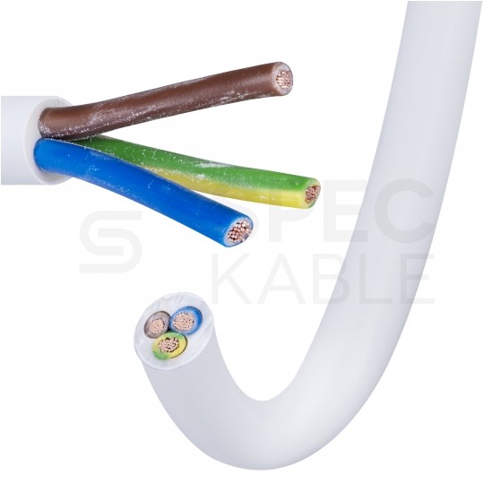 Kabel mieszkaniowy OMY / H03VV-F 3x0,75mm2 biały 300/300V giętki linka Elektrokabel