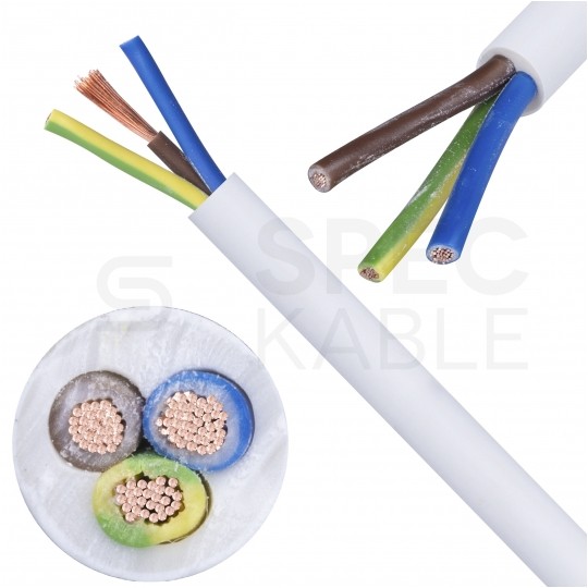 Kabel mieszkaniowy OMY / H03VV-F 3x0,75mm2 biały 300/300V giętki linka Elektrokabel