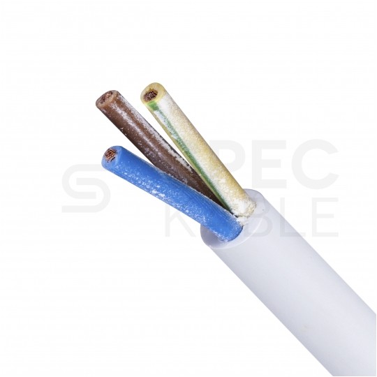 Kabel mieszkaniowy OMY / H03VV-F 3x0,75mm2 biały 300/300V giętki linka Mercor