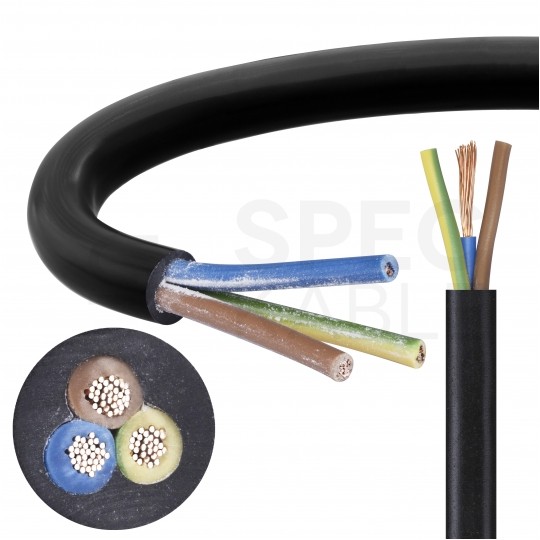 Kabel mieszkaniowy OMY / H03VV-F 3x0,75mm2 czarny 300/300V giętki linka Mercor