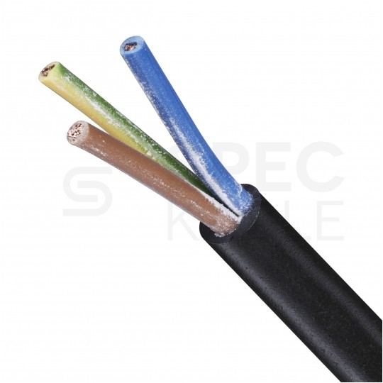 Kabel mieszkaniowy OMY / H03VV-F 3x1,5mm2 czarny 300/300V giętki linka Mercor