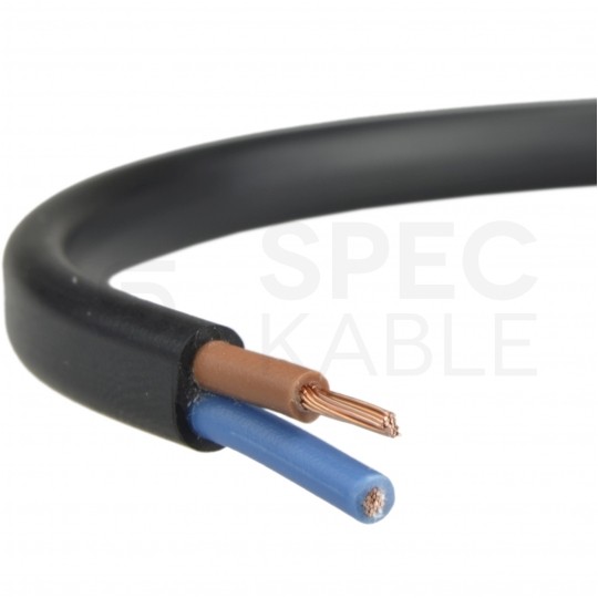 Kabel mieszkaniowy płaski OMYp / H03VVH2-F 2x0,5mm2 czarny 300/300V giętki linka Mercor