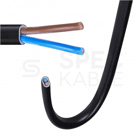 Kabel mieszkaniowy płaski OMYp / H03VVH2-F 2x0,75mm2 czarny 300/300V giętki linka Elektrokabel