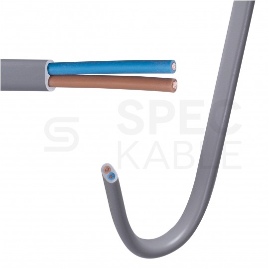 Kabel mieszkaniowy płaski OMYp / H03VVH2-F 2x0,75mm2 srebrny 300/300V giętki linka Mercor