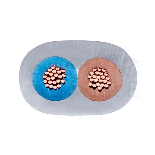 Kabel mieszkaniowy płaski OMYp / H03VVH2-F 2x0,75mm2 srebrny 300/300V giętki linka Mercor