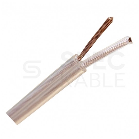 Kabel mieszkaniowy płaski OMYp / H03VVH2-F 2x0,75mm2 transparentny 300/300V giętki linka Mercor