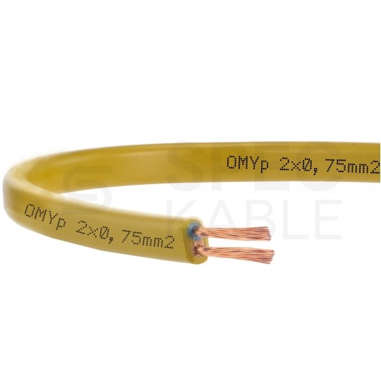 Kabel mieszkaniowy płaski OMYp / H03VVH2-F 2x0,75mm2 złoty 300/300V giętki linka Mercor