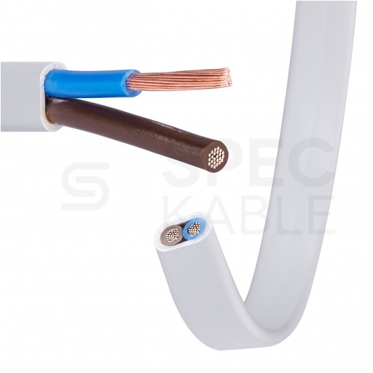 Kabel mieszkaniowy płaski OMYp / H03VVH2-F 2x1,5mm2 biały 300/300V giętki linka Elektrokabel