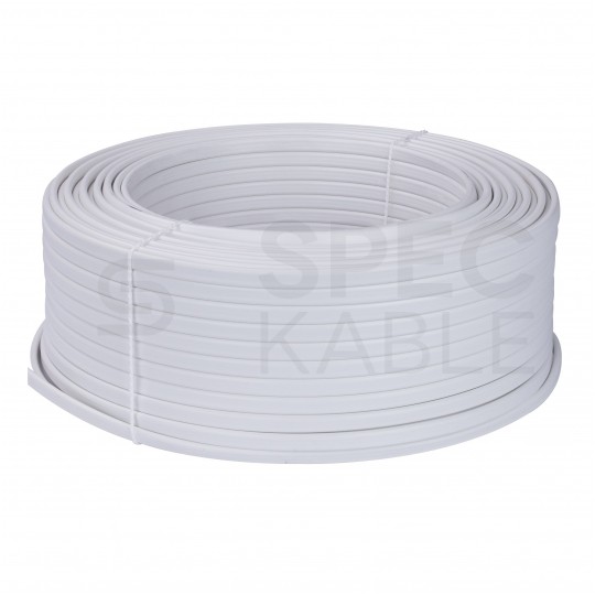 Kabel mieszkaniowy płaski OMYp / H03VVH2-F 2x1,5mm2 biały 300/300V giętki linka Elektrokabel