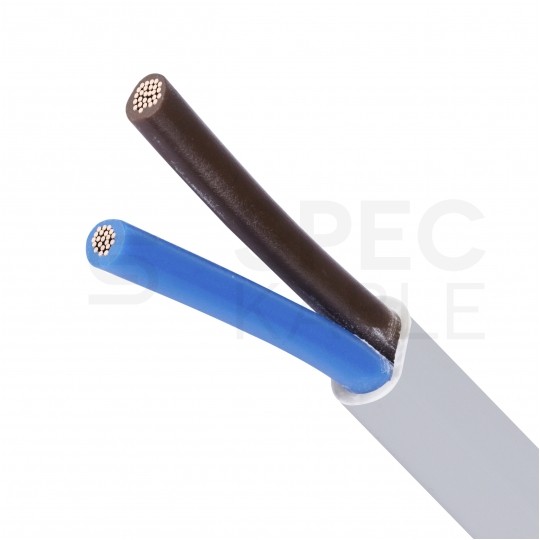 Kabel mieszkaniowy płaski OMYp / H03VVH2-F 2x1,5mm2 biały 300/300V giętki linka Elektrokabel