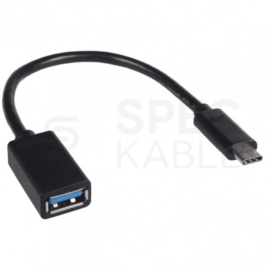 Kabel OTG Adapter USB 3.0 A / typ-C (gniazdo / wtyk) czarny 15cm