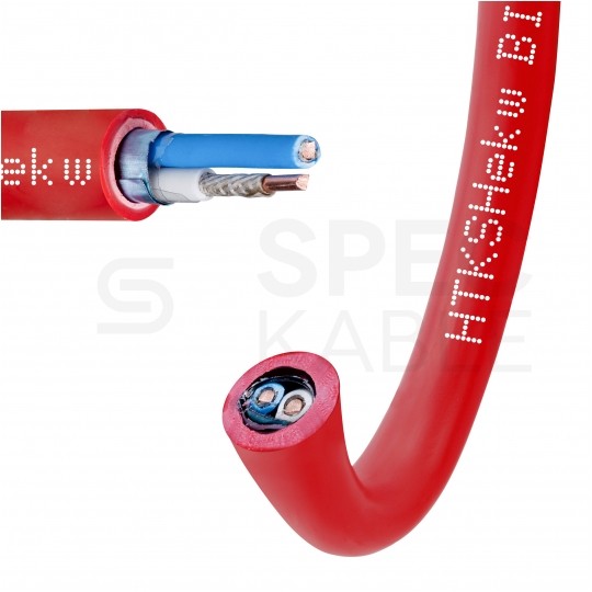 Kabel przeciwpożarowy parowany HTKSHekw 1x2x0,8mm FE180 PH120 E90 czerwony 225V ekranowany bezhalogenowy Cca drut Bitner