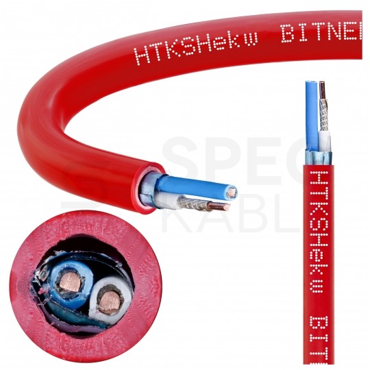 Kabel przeciwpożarowy parowany HTKSHekw 1x2x0,8mm FE180 PH90 E90 czerwony 225V ekranowany bezhalogenowy Cca drut Bitner