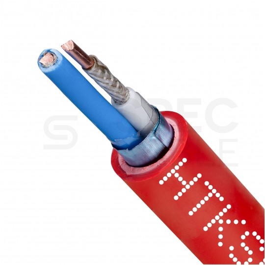 Kabel przeciwpożarowy parowany HTKSHekw 1x2x0,8mm FE180 PH90 E90 czerwony 225V ekranowany bezhalogenowy Cca drut Bitner