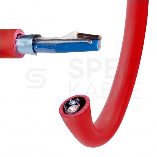 Kabel przeciwpożarowy parowany YnTKSYekw 1x2x1,0mm czerwony 150V ekranowany drut Bitner