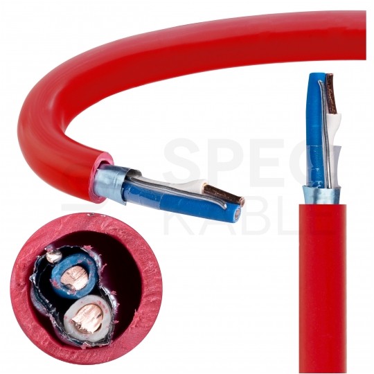 Kabel przeciwpożarowy parowany YnTKSYekw 1x2x1,0mm czerwony 150V ekranowany drut Bitner