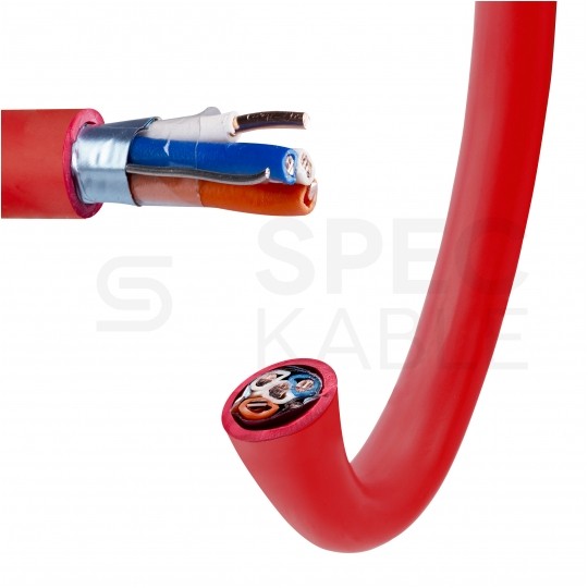 Kabel przeciwpożarowy parowany YnTKSYekw 2x2x0,8mm czerwony 150V ekranowany drut Bitner