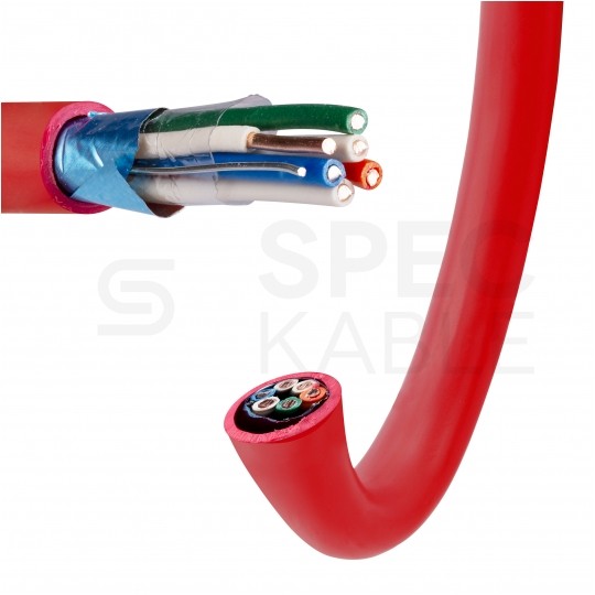 Kabel przeciwpożarowy parowany YnTKSYekw 3x2x0,8mm czerwony 150V ekranowany drut Bitner