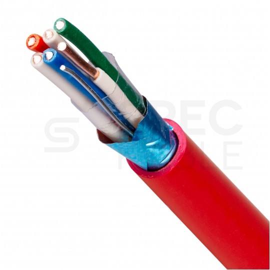 Kabel przeciwpożarowy parowany YnTKSYekw 3x2x0,8mm czerwony 150V ekranowany drut Bitner