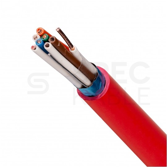 Kabel przeciwpożarowy parowany YnTKSYekw 4x2x0,8mm czerwony 150V ekranowany drut Bitner