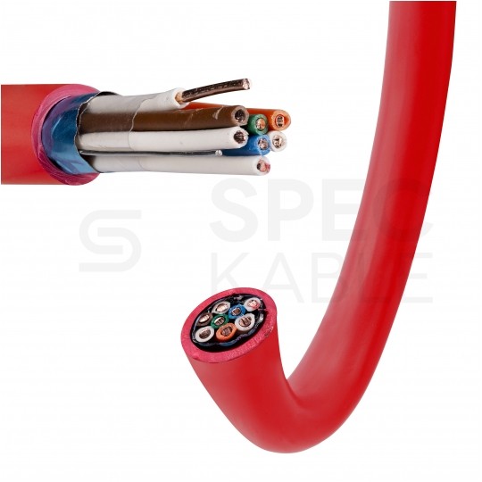 Kabel przeciwpożarowy parowany YnTKSYekw 4x2x0,8mm czerwony 150V ekranowany drut Bitner