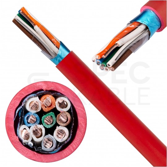 Kabel przeciwpożarowy parowany YnTKSYekw 5x2x0,8mm czerwony 150V ekranowany drut Bitner