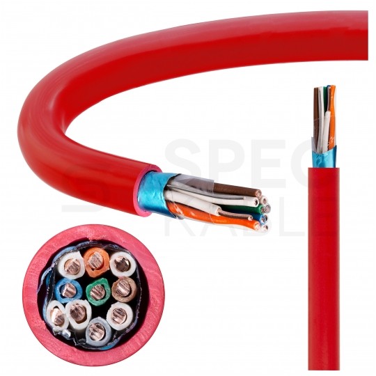 Kabel przeciwpożarowy parowany YnTKSYekw 5x2x0,8mm czerwony 150V ekranowany drut Bitner