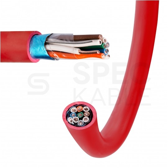 Kabel przeciwpożarowy parowany YnTKSYekw 5x2x0,8mm czerwony 150V ekranowany drut Bitner