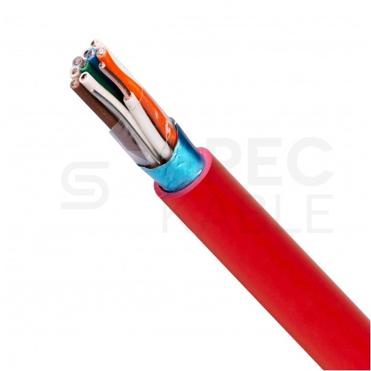 Kabel przeciwpożarowy parowany YnTKSYekw 5x2x0,8mm czerwony 150V ekranowany drut Bitner