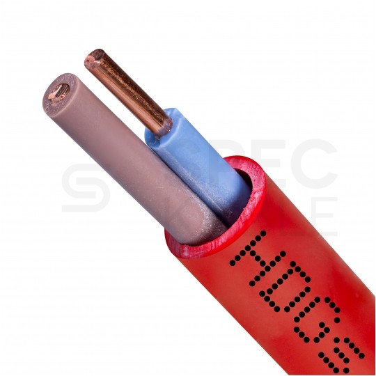 Kabel przeciwpożarowy silikonowy HDGs 2x1,5mm2 FE180 PH120 E90 czerwony 300/500V bezhalogenowy B2ca drut Bitner