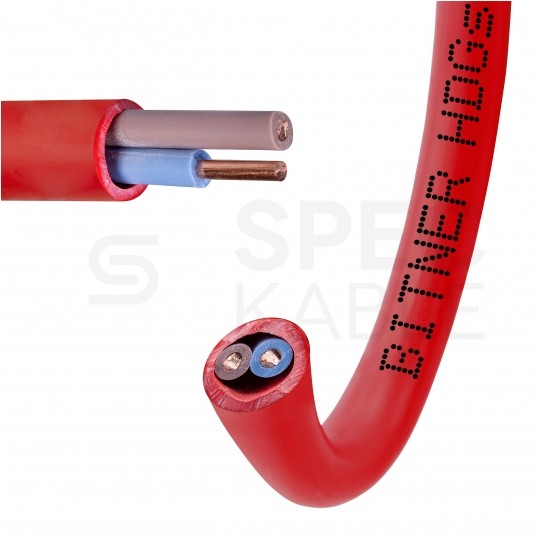 Kabel przeciwpożarowy silikonowy HDGs 2x1mm2 FE180 PH120 E90 czerwony 300/500V bezhalogenowy B2ca drut Bitner