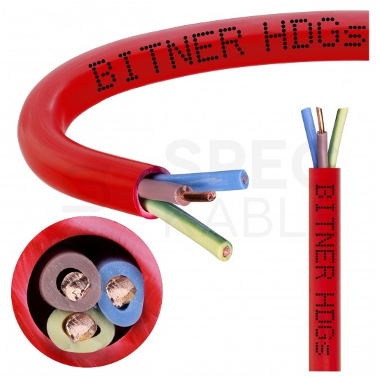 Kabel przeciwpożarowy silikonowy HDGs 3x1,5mm2 FE180 PH120 E90 czerwony 300/500V bezhalogenowy B2ca drut Bitner