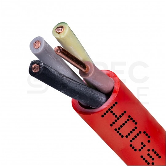 Kabel przeciwpożarowy silikonowy HDGs 4x1,5mm2 FE180 PH120 E90 czerwony 300/500V bezhalogenowy B2ca drut Bitner