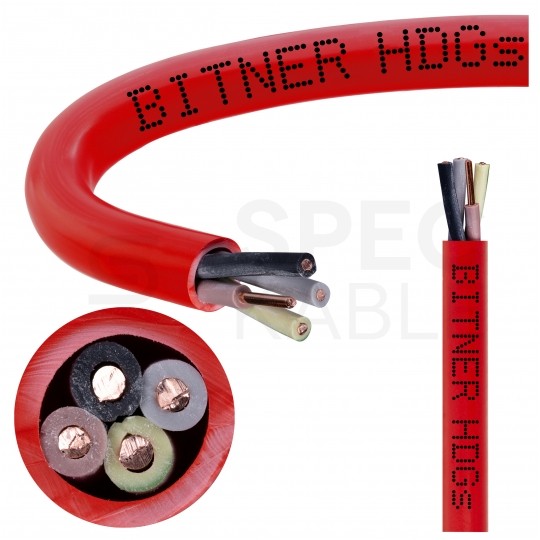 Kabel przeciwpożarowy silikonowy HDGs 4x1mm2 FE180 PH120 E90 czerwony 300/500V bezhalogenowy B2ca drut Bitner