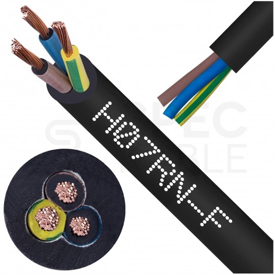 Kabel przemysłowy gumowy OnPD / H07RN-F 3x2,5mm2 czarny 450/750V zewnętrzny olejoodporny linka Elektrokabel