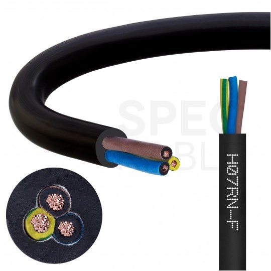Kabel przemysłowy gumowy OnPD / H07RN-F 3x2,5mm2 czarny 450/750V zewnętrzny olejoodporny linka Elektrokabel