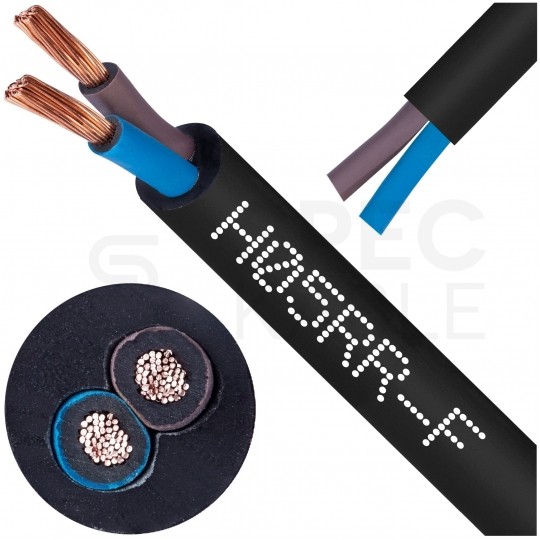 Kabel przemysłowy gumowy OW / H05RR-F 2x0,75mm2 czarny 300/500V zewnętrzny linka Elektrokabel