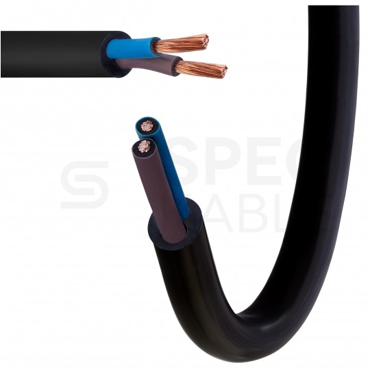 Kabel przemysłowy gumowy OW / H05RR-F 2x1mm2 czarny 300/500V zewnętrzny linka Elektrokabel