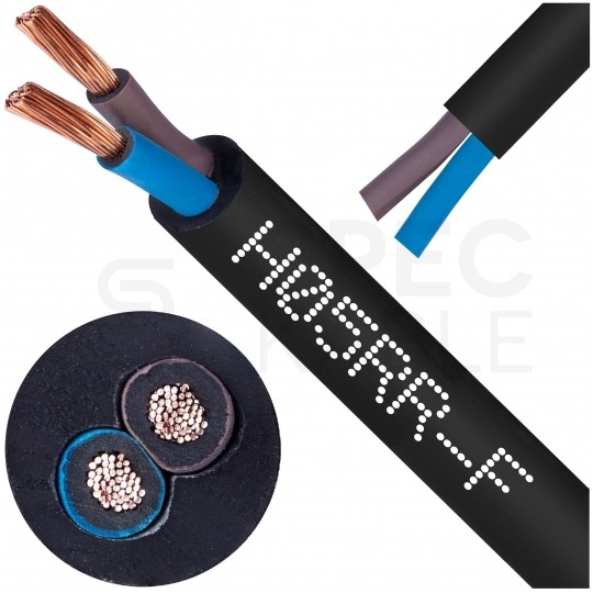 Kabel przemysłowy gumowy OW / H05RR-F 2x2,5mm2 czarny 300/500V zewnętrzny linka Elektrokabel