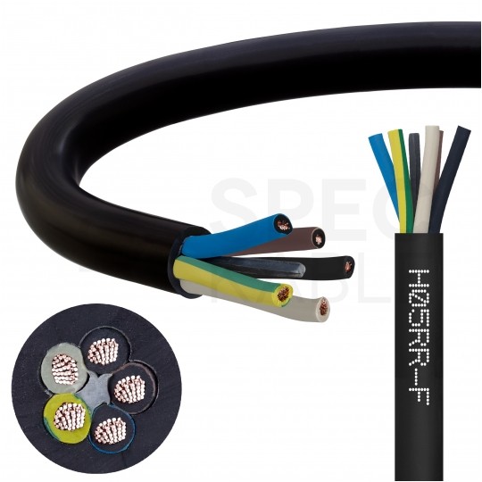 Kabel przemysłowy gumowy OW / H05RR-F 5x1,5mm2 czarny 300/500V zewnętrzny linka Elektrokabel