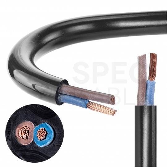 Kabel przemysłowy poliuretanowy PUR / H05BQ-F 2x1mm2 czarny 300/500V zewnętrzny olejoodporny linka Elektrokabel