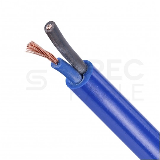 Kabel przemysłowy poliuretanowy PUR / H05BQ-F 2x1mm2 niebieski 300/500V zewnętrzny olejoodporny linka Elektrokabel