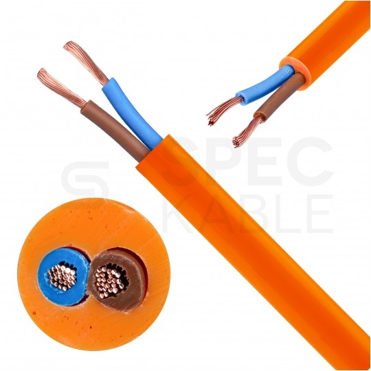 Kabel przemysłowy poliuretanowy PUR / H07BQ-F 2x1,5mm2 pomarańczowy 450/750V zewnętrzny olejoodporny linka TKD