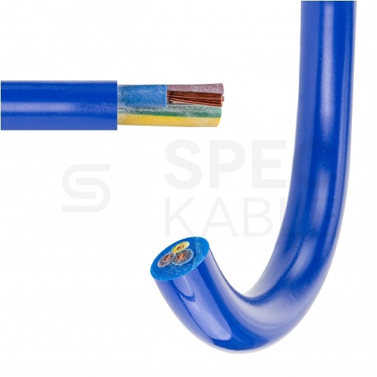 Kabel przemysłowy poliuretanowy PUR / H07BQ-F 3x1,5mm2 niebieski 450/750V zewnętrzny olejoodporny linka Elektrokabel