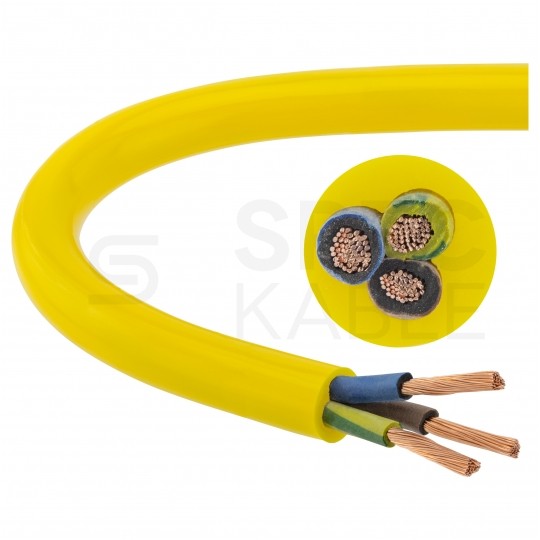 Kabel przemysłowy poliuretanowy PUR / H07BQ-F 3x2,5mm2 żółty 450/750V zewnętrzny olejoodporny linka Elektrokabel