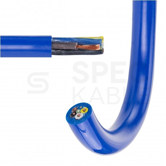 Kabel przemysłowy poliuretanowy PUR / H07BQ-F 5x0,75mm2 niebieski 300/500V zewnętrzny olejoodporny linka Elektrokabel