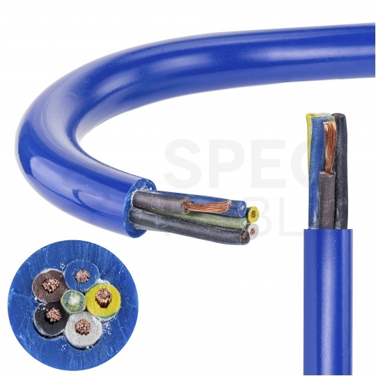 Kabel przemysłowy poliuretanowy PUR / H07BQ-F 5x0,75mm2 niebieski 300/500V zewnętrzny olejoodporny linka Elektrokabel